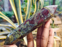 Polished Bastite Dragons Blood Stone Double Terminated Points x 4 From Tshipise, South Africa