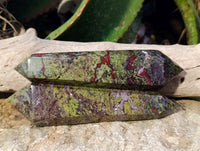 Polished Bastite Dragons Blood Stone Double Terminated Points x 4 From Tshipise, South Africa