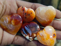 Polished Mini Carnelian Agate "Jewellery" Gemstone Hearts x 20 From Madagascar