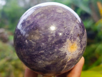 Polished Lepidolite with Pink Rubellite Spheres x 2 From Ambatondrazaka, Madagascar - Toprock Gemstones and Minerals 