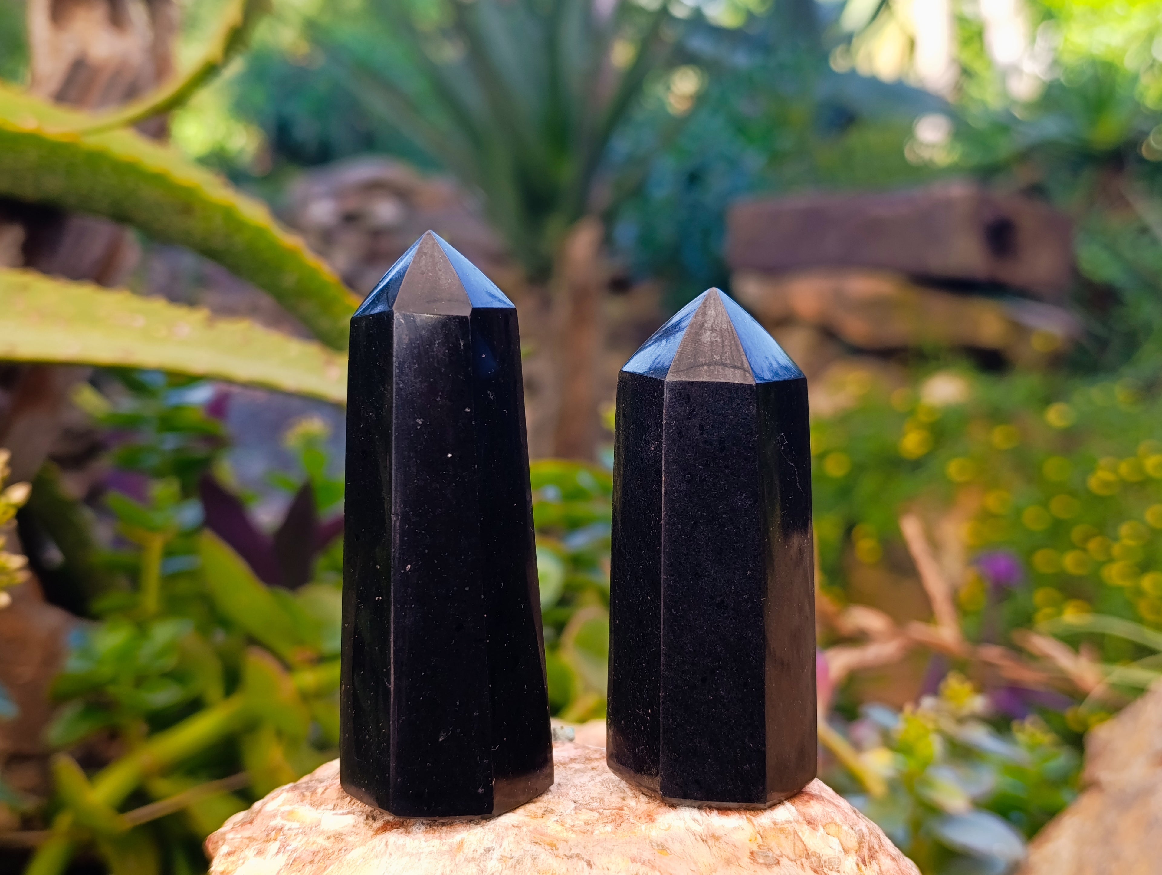 Polished Black Basalt Double Terminated Points x 12 From Antsirabe, Madagascar - Toprock Gemstones and Minerals 