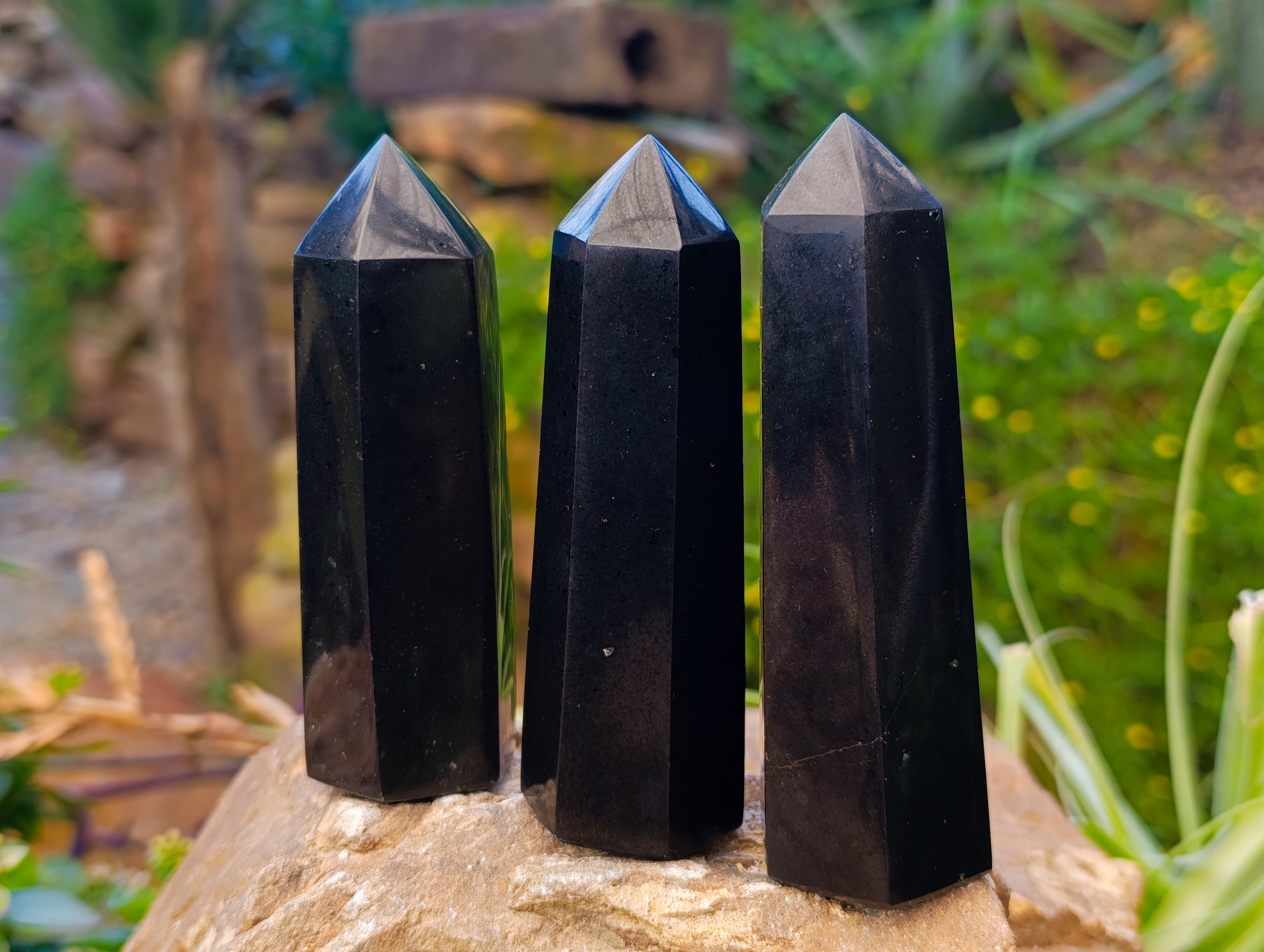 Polished Black Basalt Double Terminated Points x 12 From Antsirabe, Madagascar - Toprock Gemstones and Minerals 