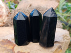 Polished Black Basalt Double Terminated Points x 12 From Antsirabe, Madagascar - Toprock Gemstones and Minerals 
