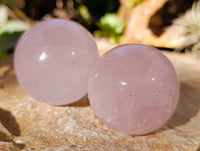 Polished A Grade Star Rose Quartz Spheres x 6 From Ambatondrazaka, Madagascar - Toprock Gemstones and Minerals 