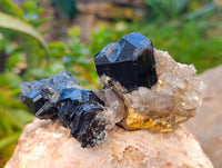 Natural Schorl Black Tourmaline and Smokey Quartz with Hyalite Opal x 12 From Erongo, Namibia - Toprock Gemstones and Minerals 