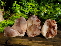 Natural Red Hematoid Quartz Clusters x 3 From Karoi, Zimbabwe