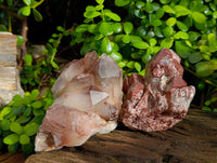 Natural Red Hematoid Quartz Clusters x 3 From Karoi, Zimbabwe
