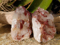 Natural Red Hematoid Quartz Clusters x 3 From Karoi, Zimbabwe