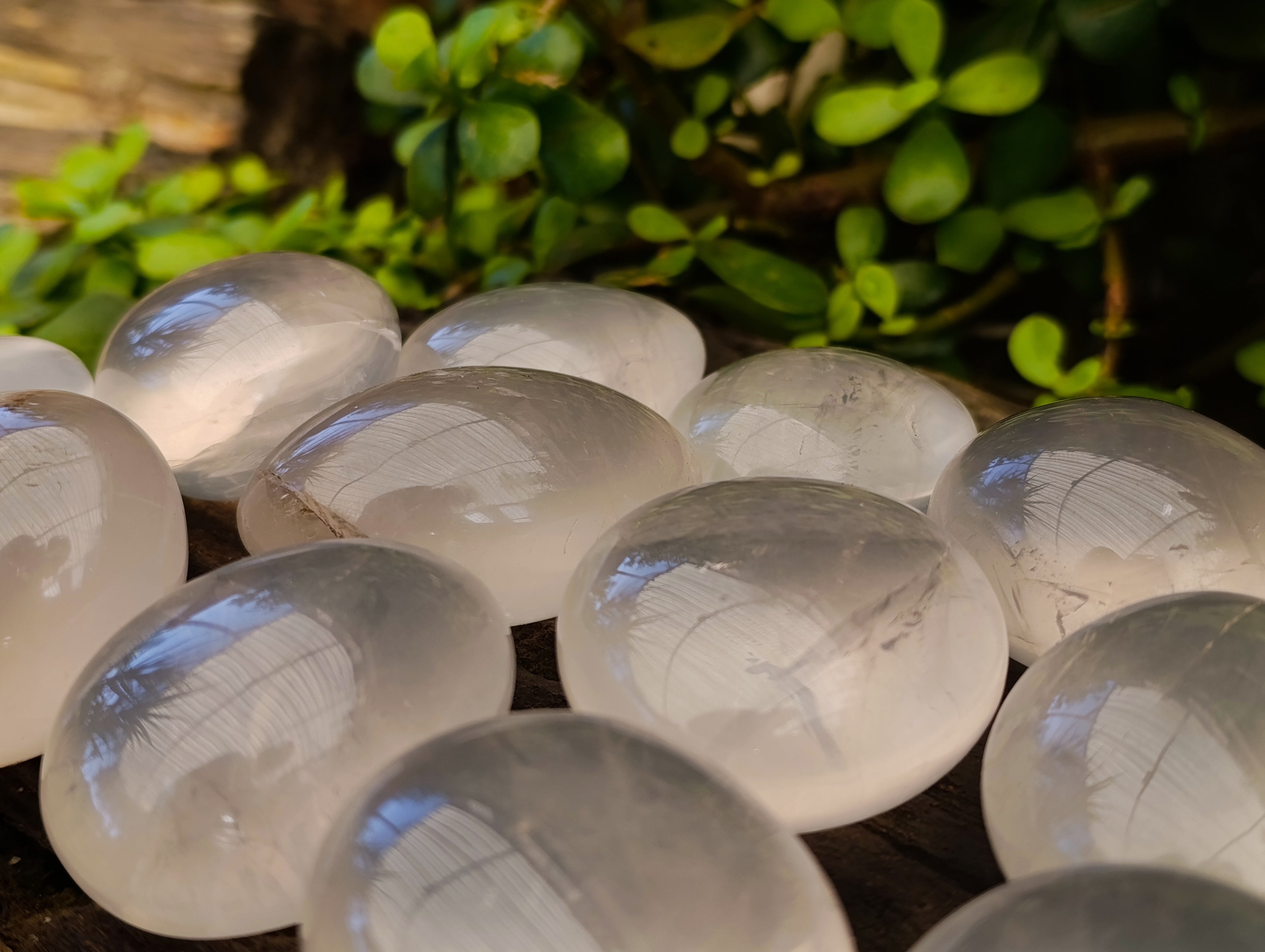 Polished Pearl Girasol Quartz Crystal Palm Stones x 12 From Ambatondrazaka, Madagascar - Toprock Gemstones and Minerals 