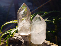 Polished Mixed Quartz Crystals with a Specular Hematite Inclusion Quartz x 3 from Madagascar