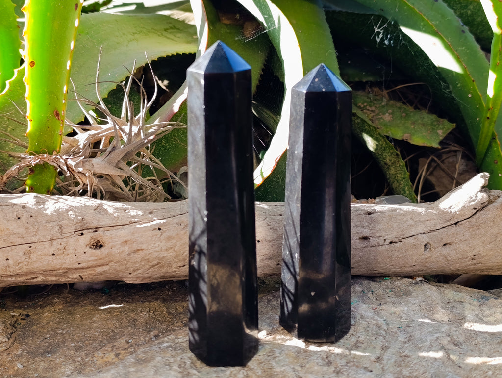 Polished Black Basalt Points x 5 From Antsirabe, Madagascar - Toprock Gemstones and Minerals 