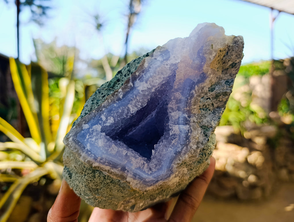 Natural Blue Lace Agate Geodes x 2 From Nsanje, Malawi - Toprock Gemstones and Minerals 