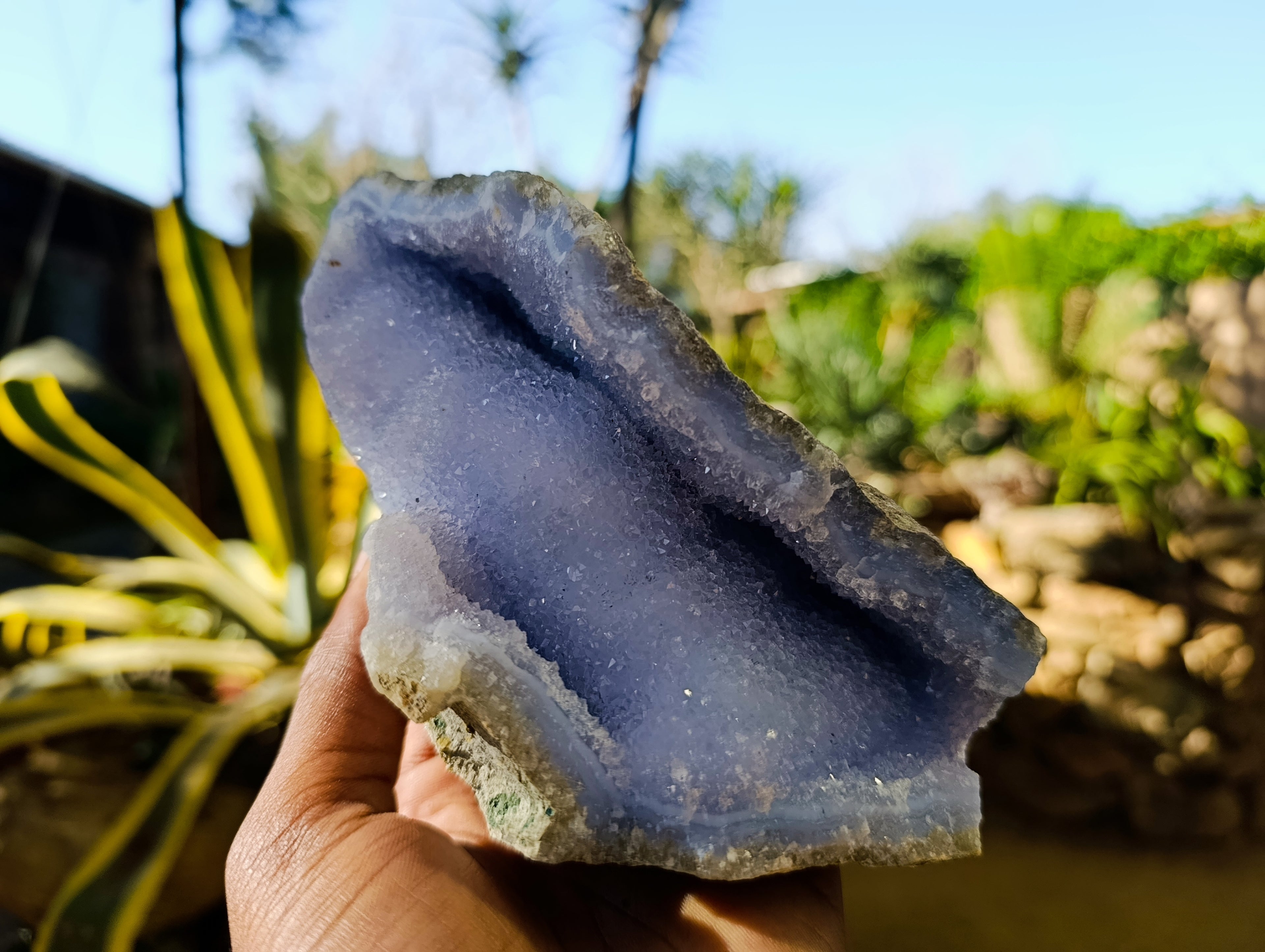 Natural Blue Lace Agate Geodes x 2 From Nsanje, Malawi - Toprock Gemstones and Minerals 