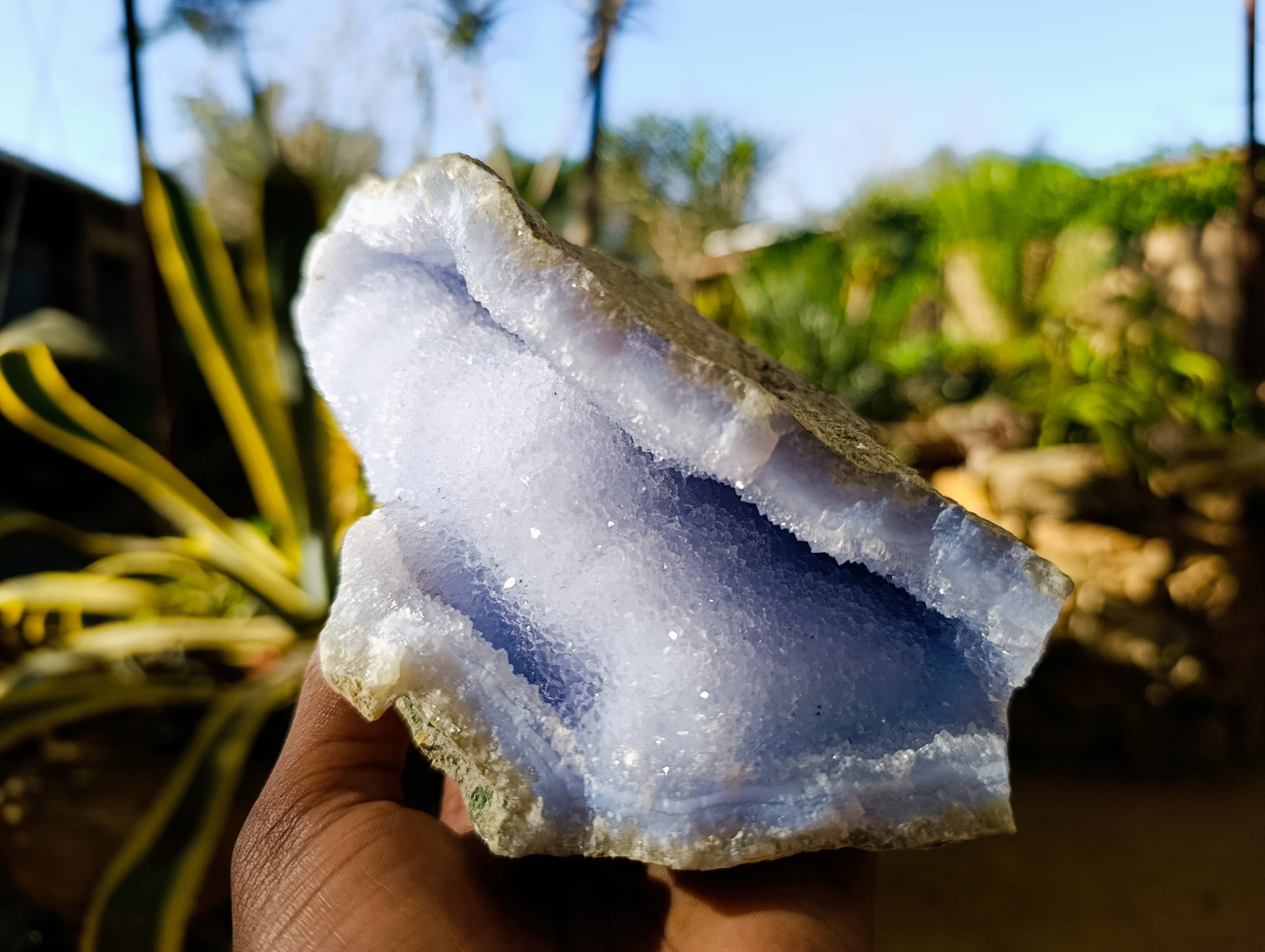 Natural Blue Lace Agate Geodes x 2 From Nsanje, Malawi - Toprock Gemstones and Minerals 