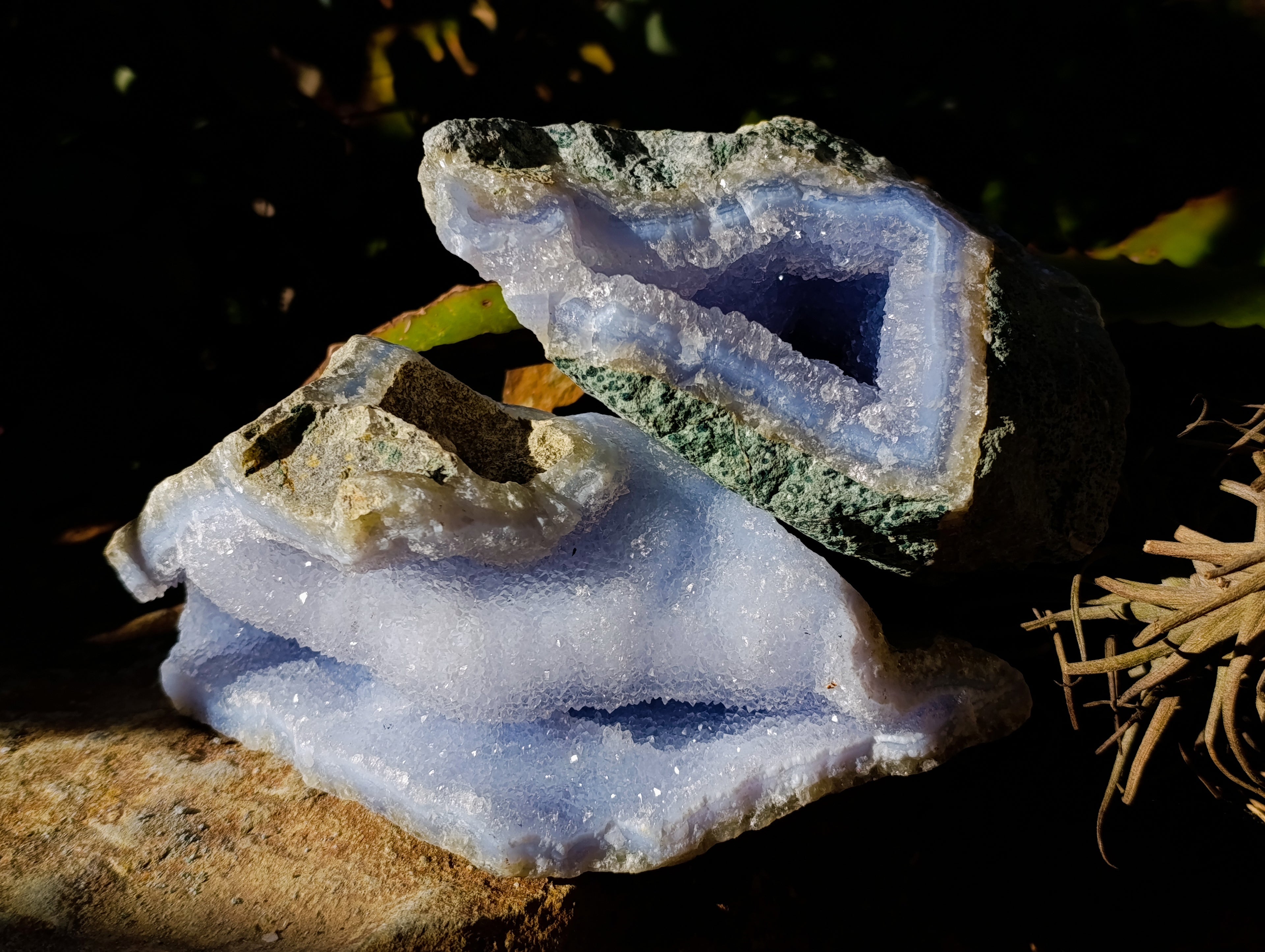 Natural Blue Lace Agate Geodes x 2 From Nsanje, Malawi - Toprock Gemstones and Minerals 