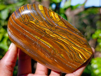 Polished Golden River Tigers Eye Standing Free Forms x 2 From Prieska, South Africa