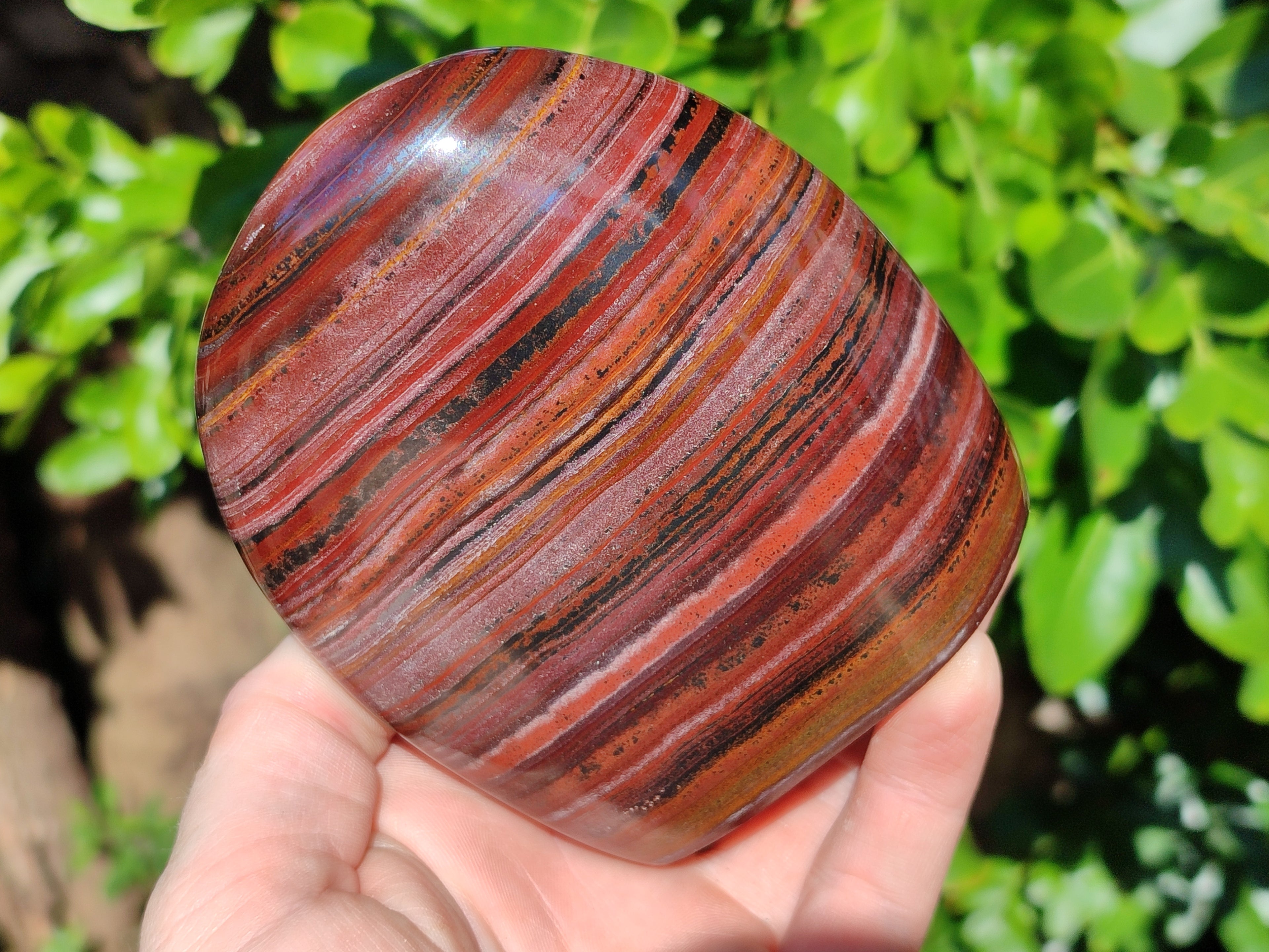 Polished Banded Tiger Iron with Tigers Eye Standing Free Forms x 2 From South Africa - Toprock Gemstones and Minerals 
