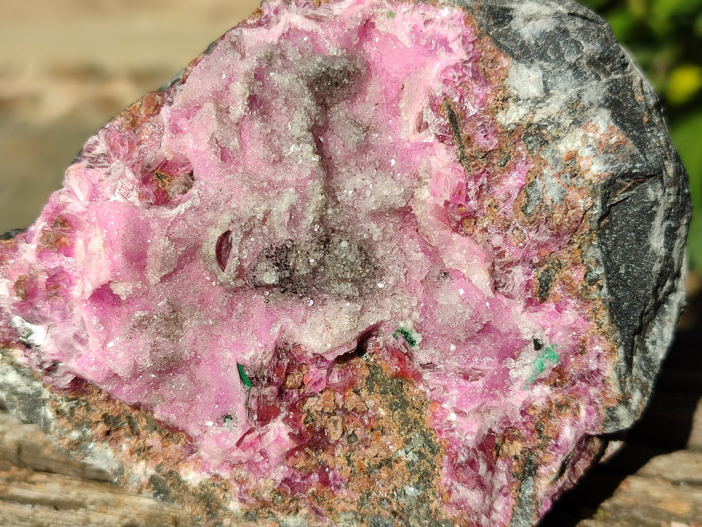 Natural Drusy Salrose Cobaltion Dolomite with Ball Malachite Specimens x 3 From Congo - Toprock Gemstones and Minerals 