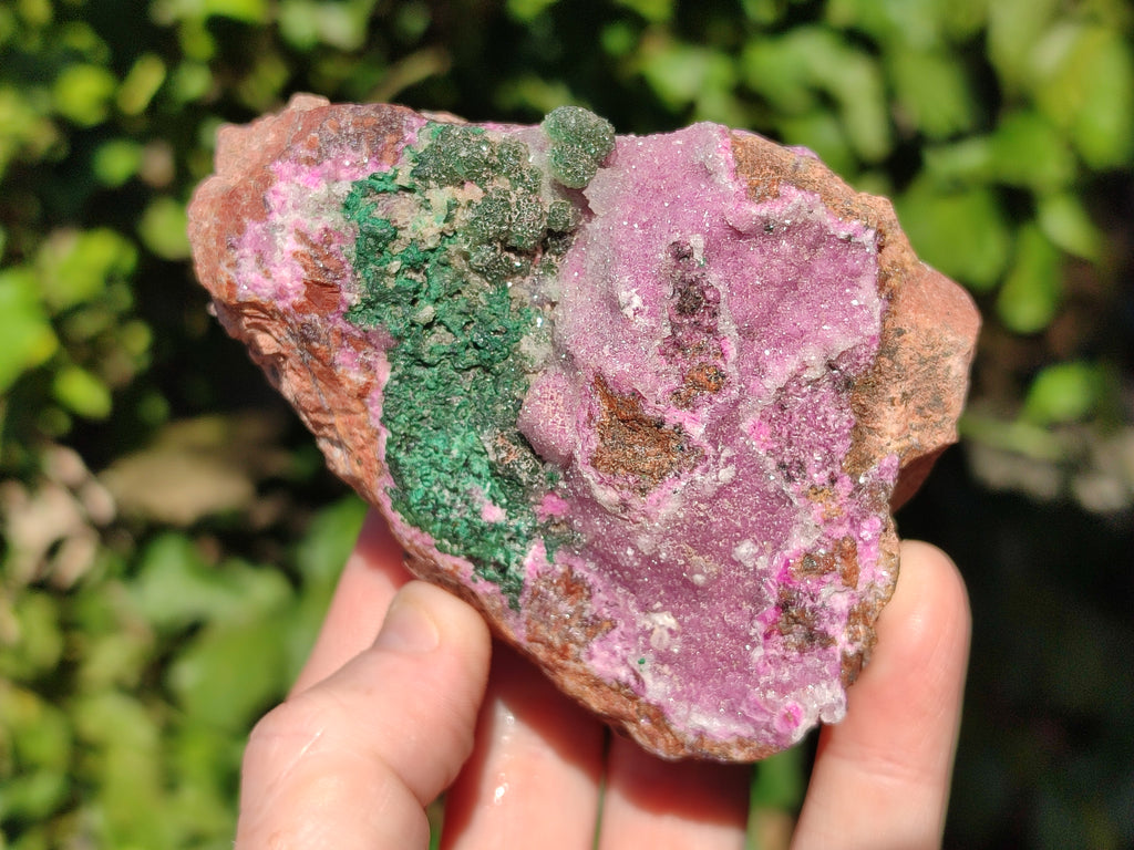 Natural Drusy Salrose Cobaltion Dolomite with Ball Malachite Specimens x 3 From Congo - Toprock Gemstones and Minerals 