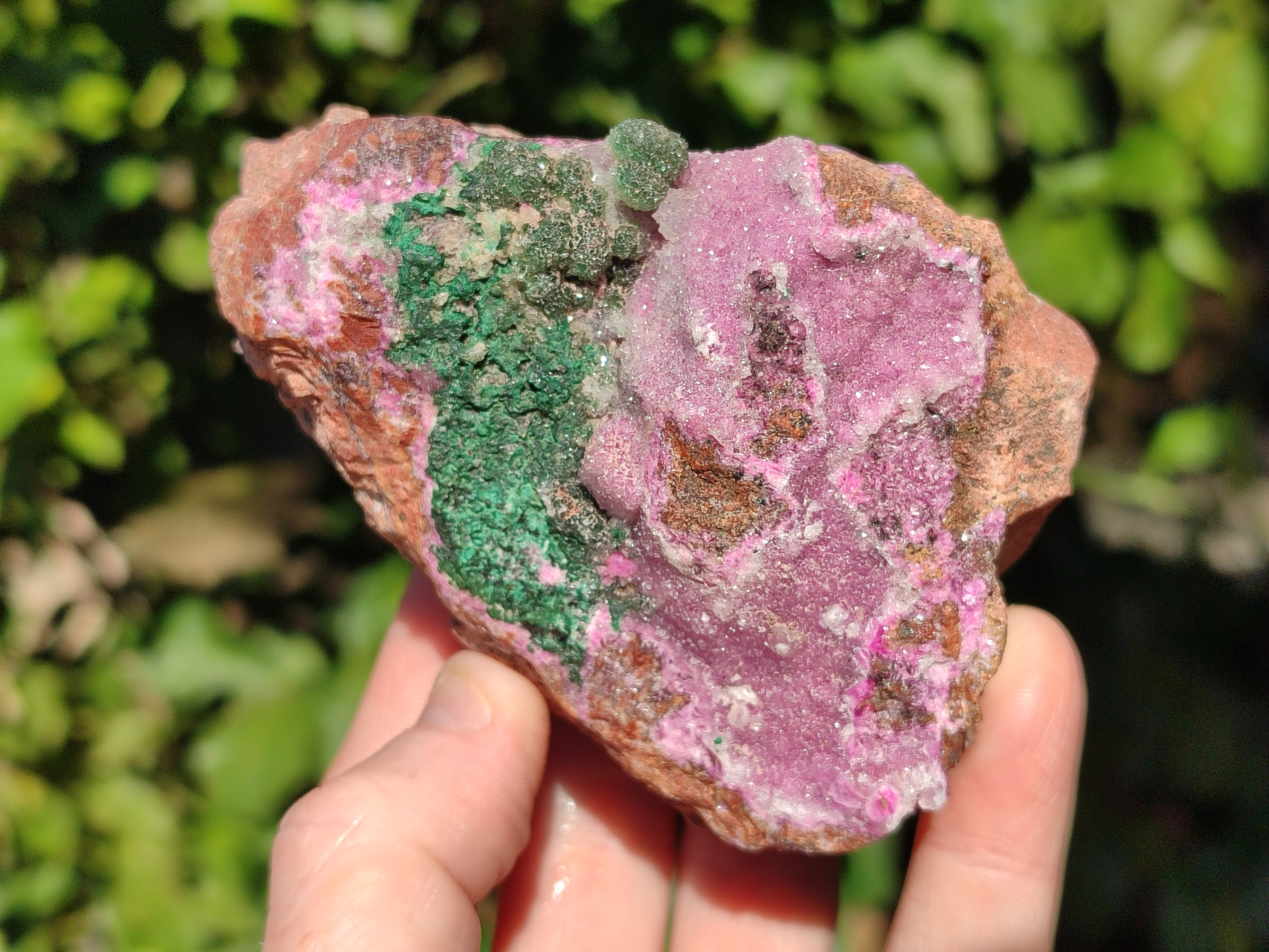 Natural Drusy Salrose Cobaltion Dolomite with Ball Malachite Specimens x 3 From Congo - Toprock Gemstones and Minerals 