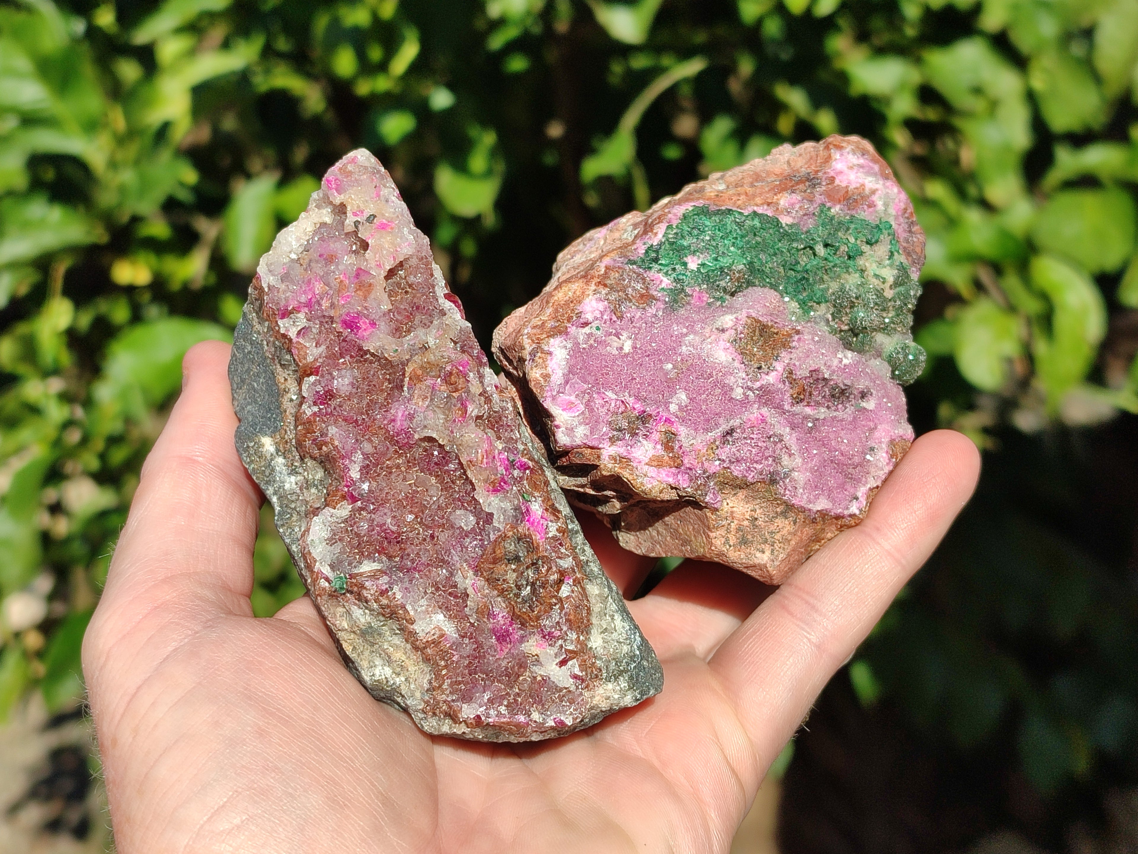 Natural Drusy Salrose Cobaltion Dolomite with Ball Malachite Specimens x 3 From Congo - Toprock Gemstones and Minerals 