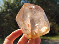 Polished Rainbow Veil Limonite Quartz and Stepped Smokey Window Quartz Crystals x 2 From Madagascar - Toprock Gemstones and Minerals 