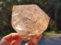 Polished Rainbow Veil Limonite Quartz and Stepped Smokey Window Quartz Crystals x 2 From Madagascar - Toprock Gemstones and Minerals 