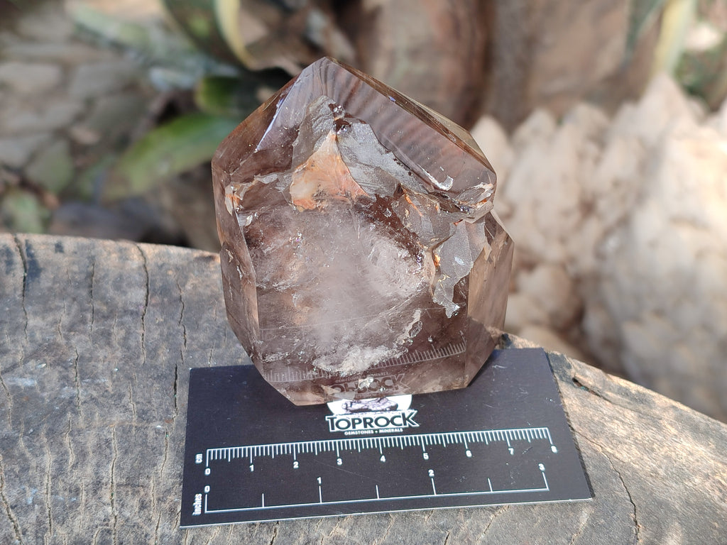 Polished Rainbow Veil Limonite Quartz and Stepped Smokey Window Quartz Crystals x 2 From Madagascar - Toprock Gemstones and Minerals 