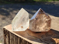 Polished Mixed Inclusion Quartz Crystals Including Golden Rutile x 6 from Madagascar