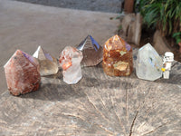 Polished Mixed Inclusion Quartz Crystals Including Golden Rutile x 6 from Madagascar