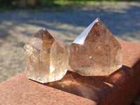 Polished Mixed Inclusion Quartz Crystals Including Golden Rutile x 6 from Madagascar
