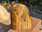 Polished Golden River Tigers Eye Standing Free Forms x 2 From Prieska, South Africa - Toprock Gemstones and Minerals 