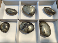 Polished Rare Pharaoh Stone Pyrite in Basalt Palm Stones x 6 Iron Duke Mine, Zimbabwe - Toprock Gemstones and Minerals 