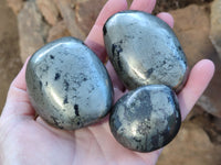 Polished Rare Pharaoh Stone Pyrite in Basalt Palm Stones x 6 Iron Duke Mine, Zimbabwe - Toprock Gemstones and Minerals 