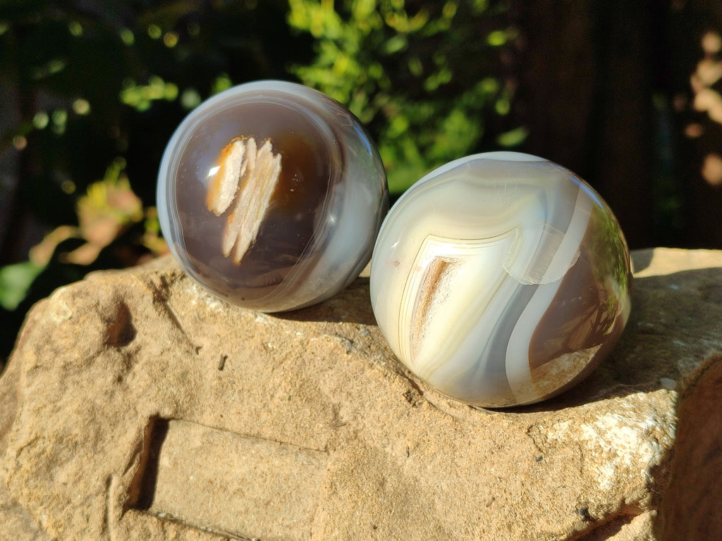 Polished Banded Agate Spheres x 4 From Madagascar - Toprock Gemstones and Minerals 