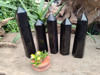 Polished Black Basalt Points x 5 From Antsirabe, Madagascar