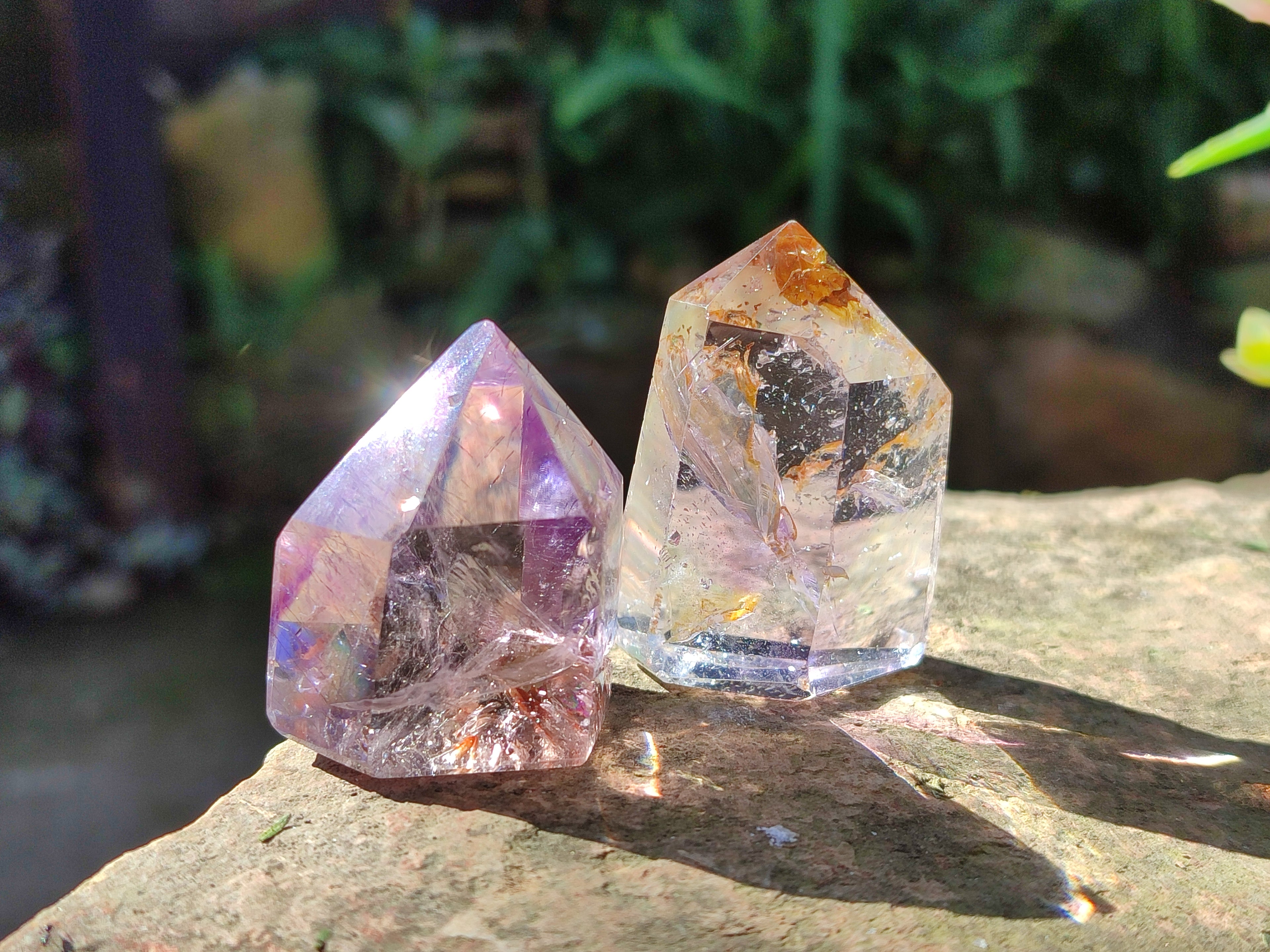 Polished Smokey Window Amethyst Quartz Points x 12 From Akansobe, Madagascar - Toprock Gemstones and Minerals 