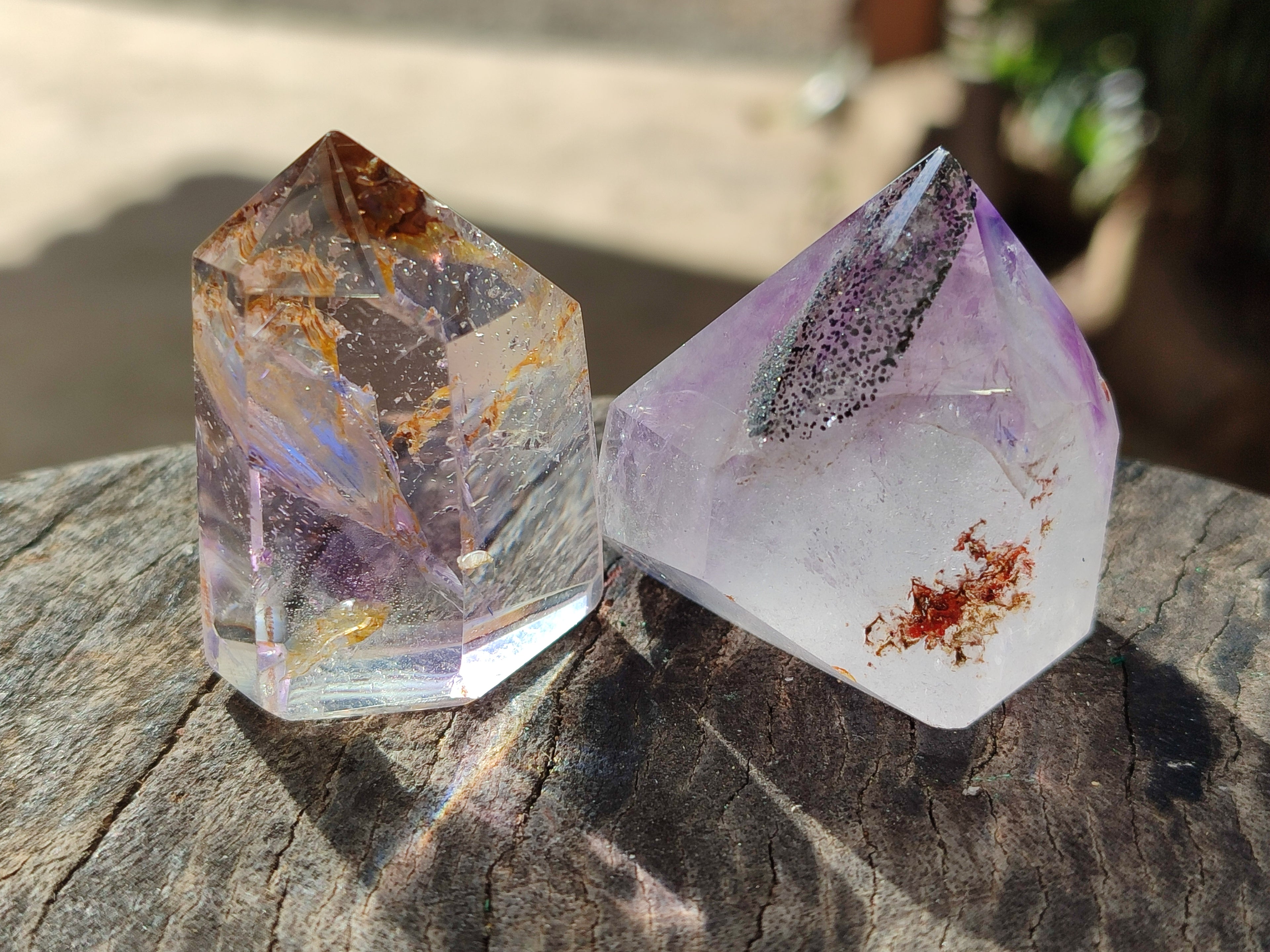 Polished Smokey Window Amethyst Quartz Points x 12 From Akansobe, Madagascar - Toprock Gemstones and Minerals 
