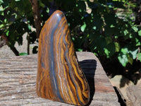 Polished Golden River Tigers Eye Standing Free Forms x 2 From Prieska, South Africa - Toprock Gemstones and Minerals 