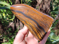 Polished Golden River Tigers Eye Standing Free Forms x 2 From Prieska, South Africa - Toprock Gemstones and Minerals 