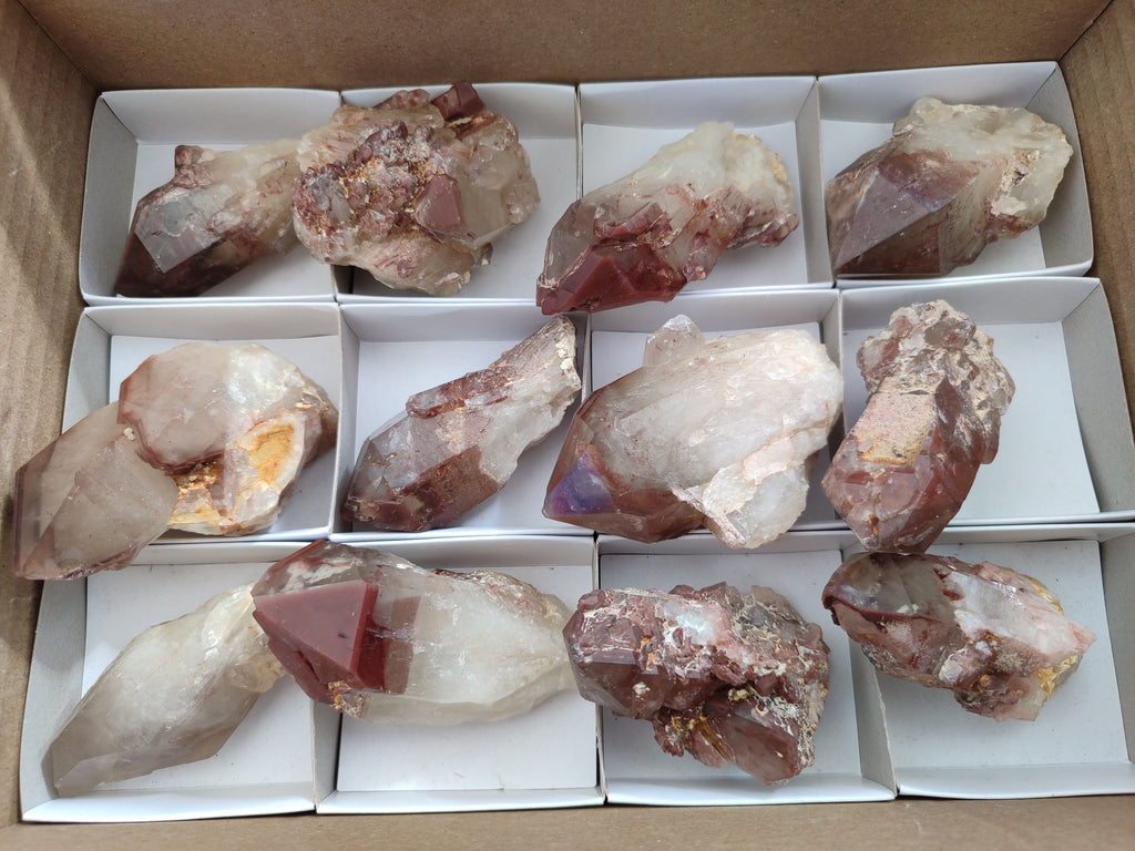 Natural Red Hematoid Quartz Crystals x 12 From Karoi, Zimbabwe - Toprock Gemstones and Minerals 