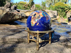 Hand Made Lapis Lazuli and Mixed Gemstone World Globe with Metal Stand x 1  From China - Toprock Gemstones and Minerals 