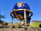 Hand Made Lapis Lazuli and Mixed Gemstone World Globe with Metal Stand x 1  From China - Toprock Gemstones and Minerals 