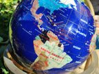 Hand Made Lapis Lazuli and Mixed Gemstone World Globe with Metal Stand x 1  From China - Toprock Gemstones and Minerals 