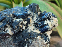 Natural Schorl Black Tourmaline with Smokey Quartz and Hyalite Opal x 1 From Erongo, Namibia - Toprock Gemstones and Minerals 