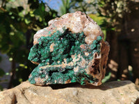 Natural Ball Malachite and Drusy Quartz On Dolomite Matrix Specimens x 2 From Kambove, Congo