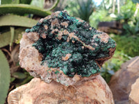 Natural Ball Malachite and Drusy Quartz On Dolomite Matrix Specimens x 2 From Kambove, Congo