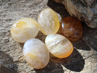 Polished Golden Healer Quartz Palm Stones x 20 From Madagascar
