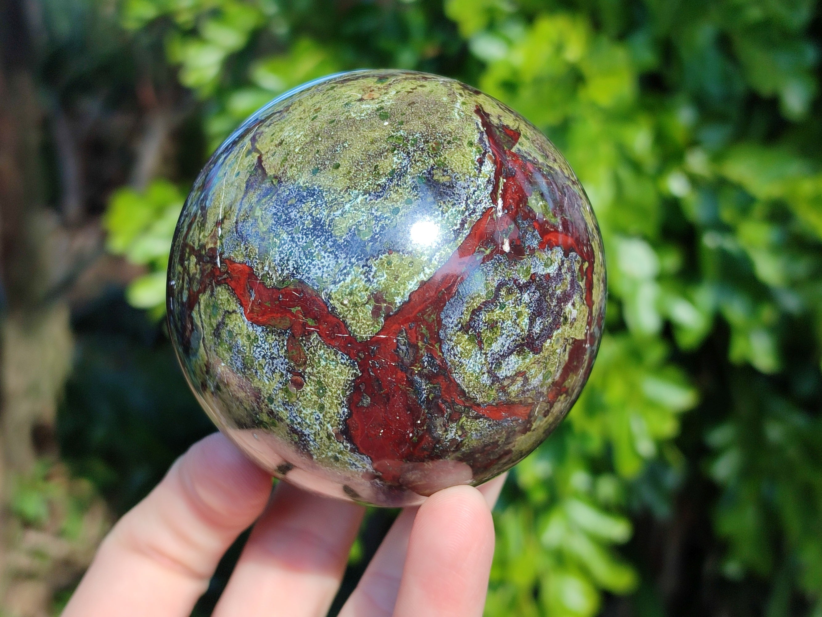 Polished Bastite Dragons Blood Stone Sphere-Ball x 2 From Tshipise, South Africa - Toprock Gemstones and Minerals 