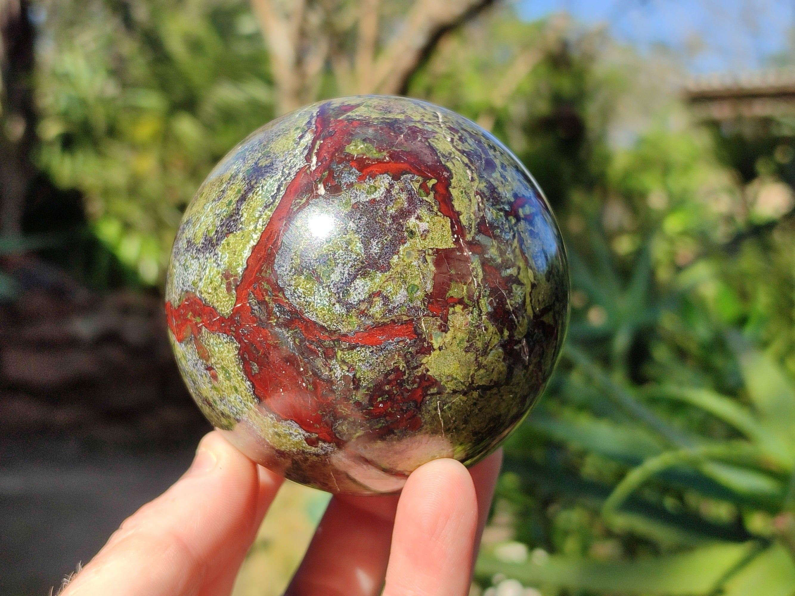 Polished Bastite Dragons Blood Stone Sphere-Ball x 2 From Tshipise, South Africa - Toprock Gemstones and Minerals 